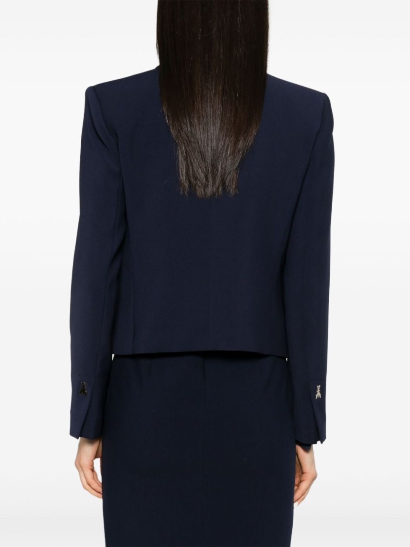 Shop Patrizia Pepe Tailored Navy Blazer With Structured Shoulders In Black