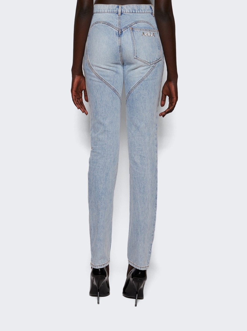 AREA AREA FLOWER CORSAGE ANKLE ZIP JEAN SUPER LIGHT WASH