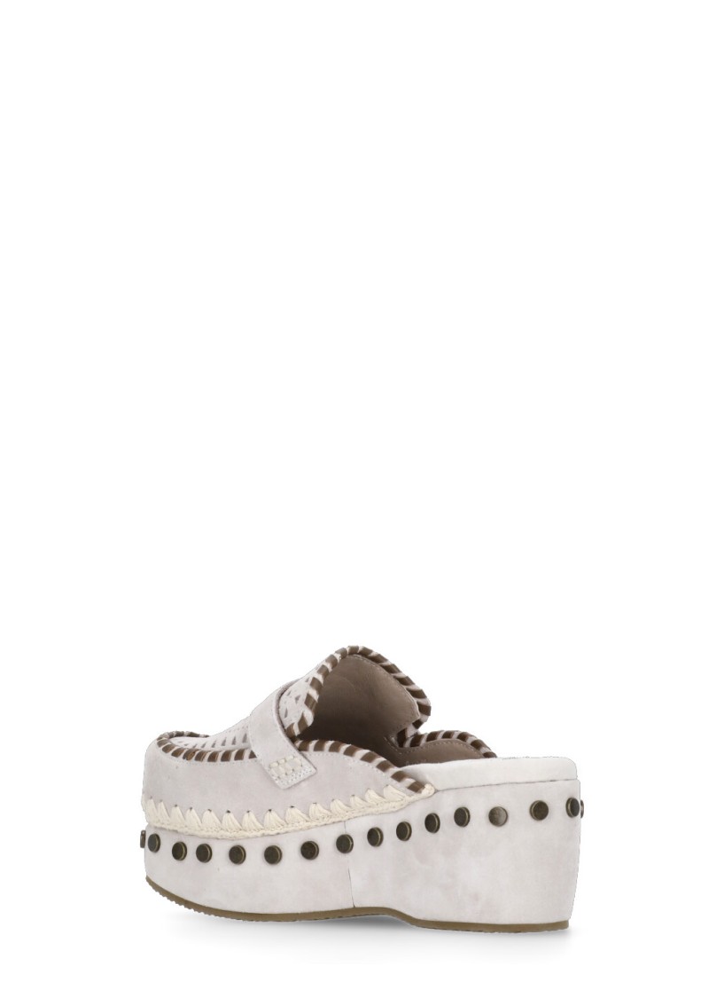 MOU MOU IVORY SUEDE LEATHER SABOT 