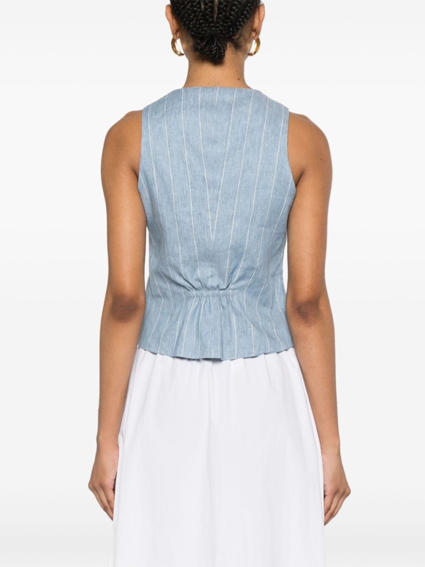 Tagliatore Striped Linen Cotton Blend Vest