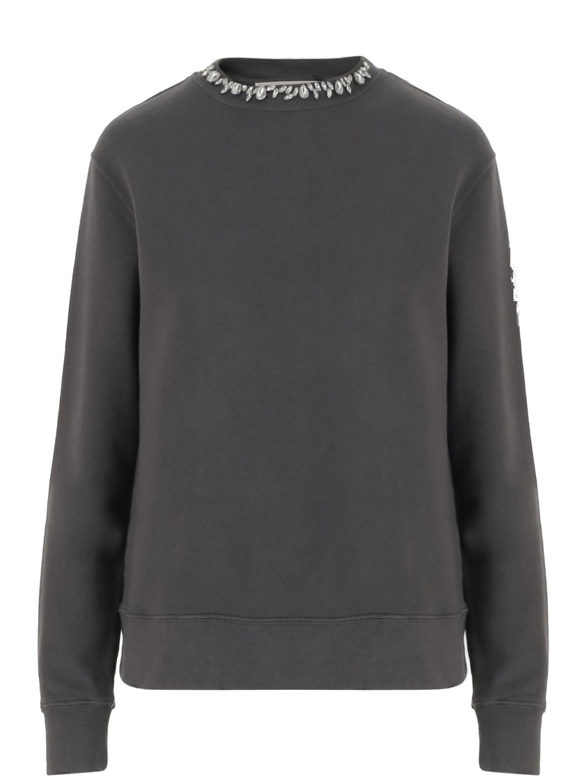 Golden Goose Cotton Sweatshirt With Applied Crystals In Gray