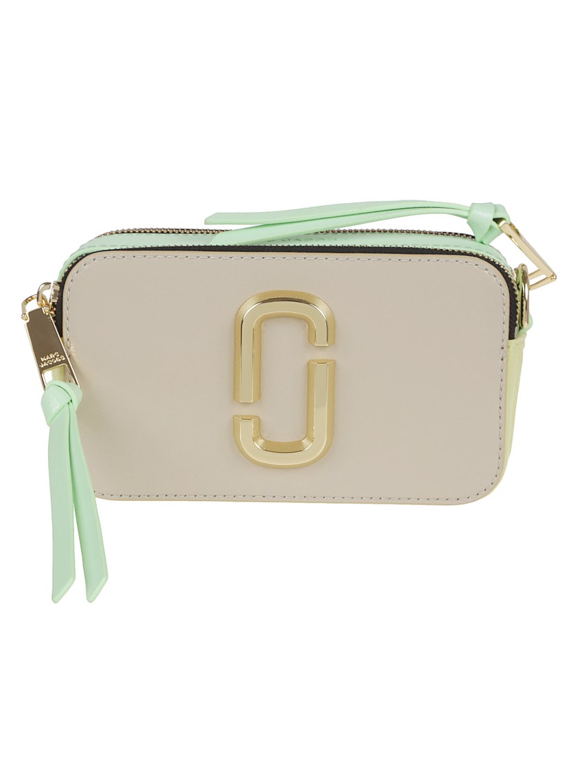 Marc Jacobs Beige And Acid Green Leather The Snapshot Crossbody Bag