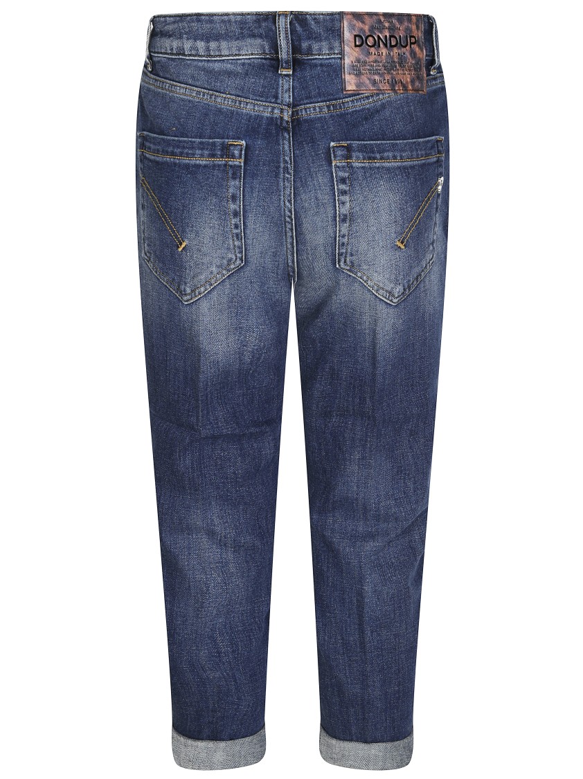Dondup High-waisted Relaxed Fit Jeans With Subtle Logo Detail In Blue