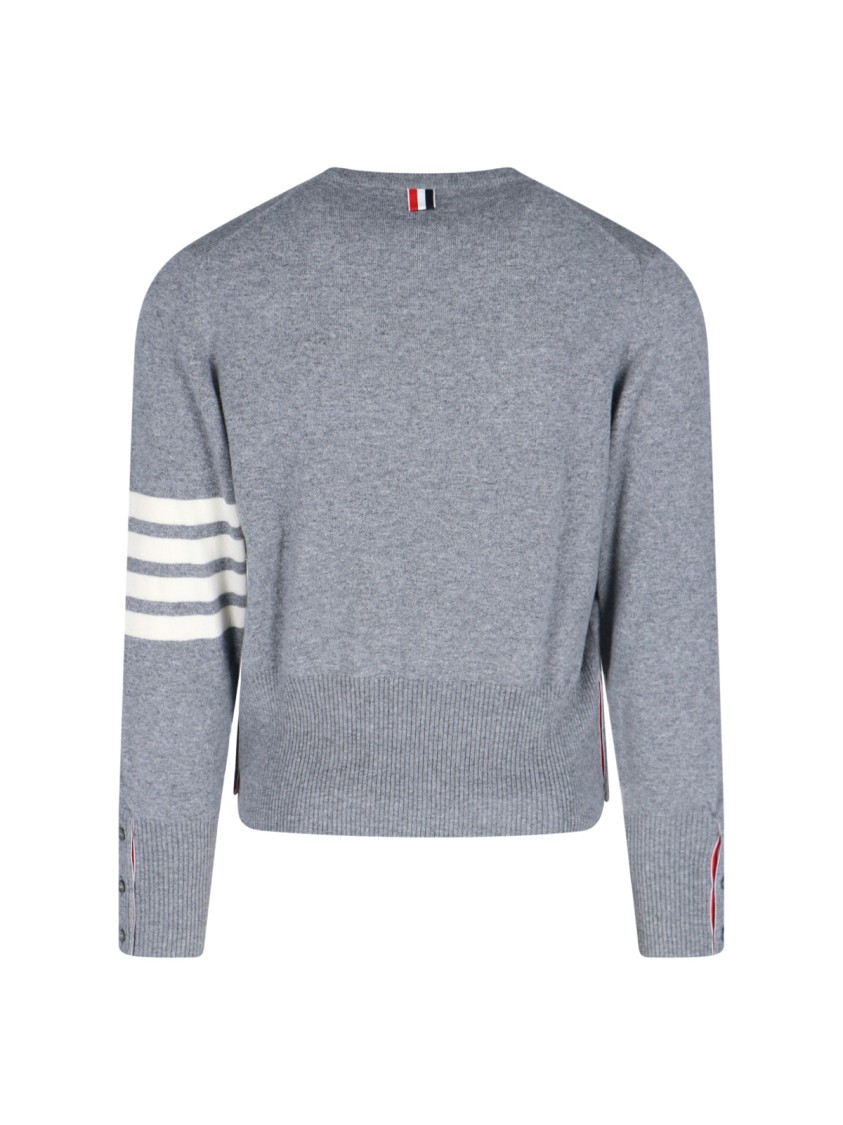 THOM BROWNE THOM BROWNE "LOOPBACK 4-BAR" SWEATER – LIGHT GREY