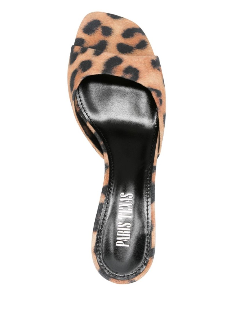 Paris Texas Leopard Print Lara Mule Sandal In Brown
