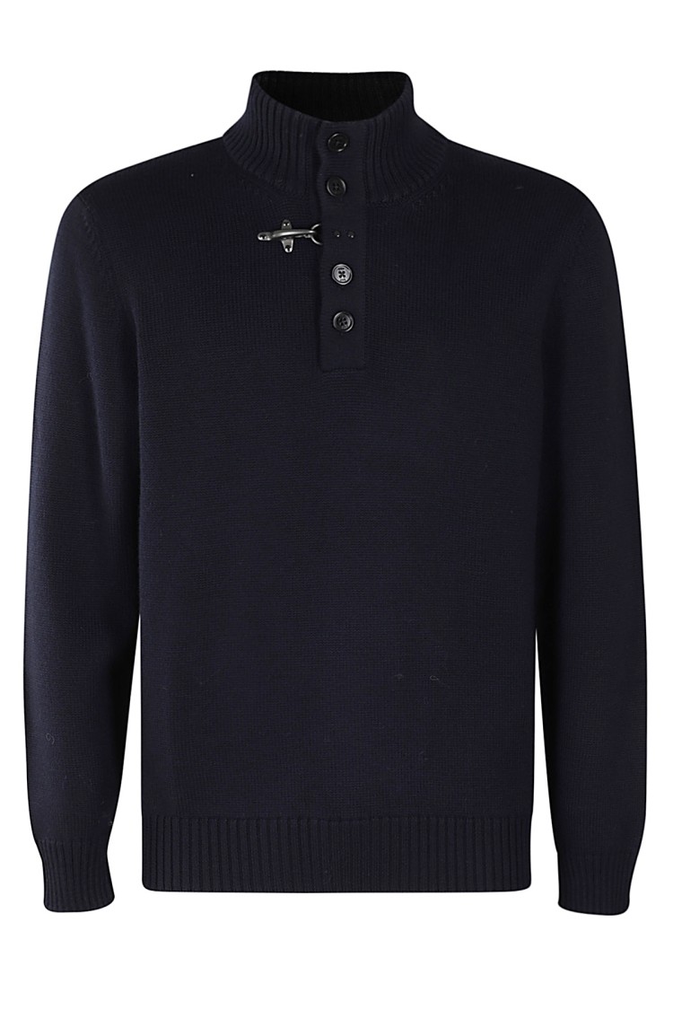 Fay Shaved Wool Knit Pullover In Blue