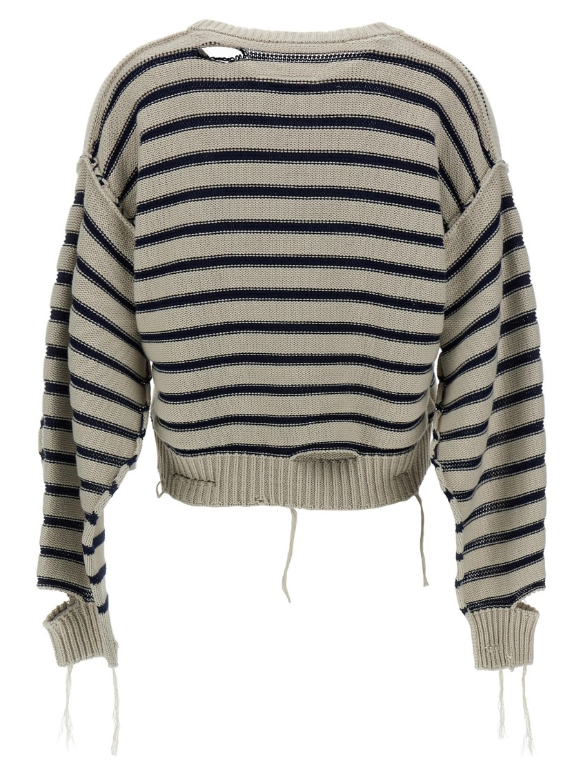 Mm6 Maison Margiela Mm6 By Maison Margiela Cropped Distressed Cotton Sweater