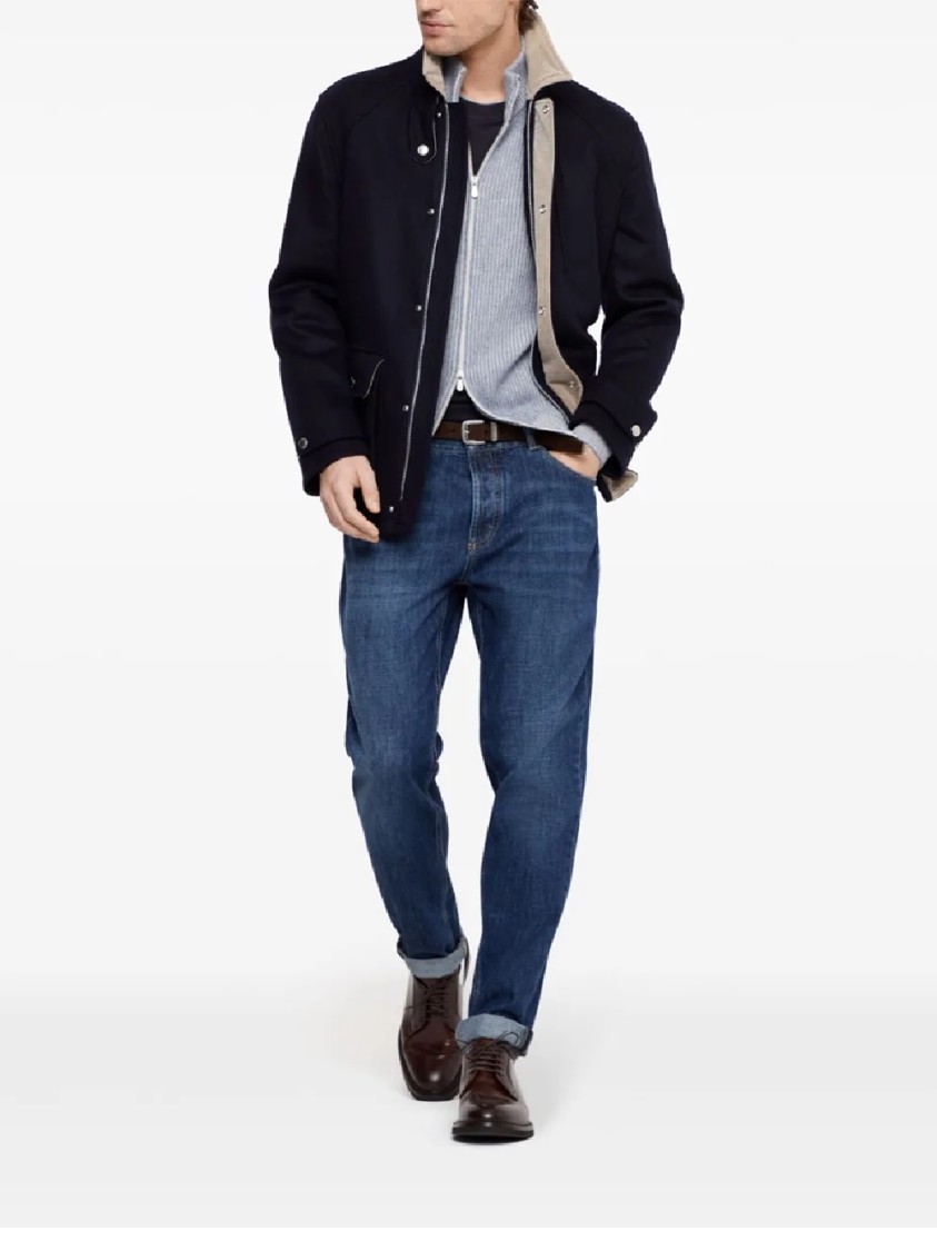 Brunello Cucinelli Relaxed Fit Denim Pants With Tapered Leg In Blue