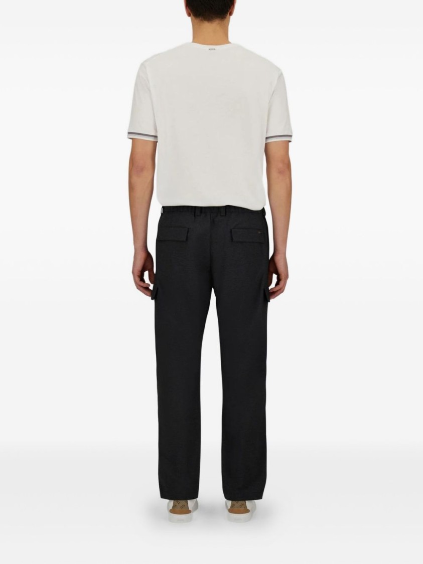Herno Anthracite Trousers With Cargo Pockets And Belt Loops In Black