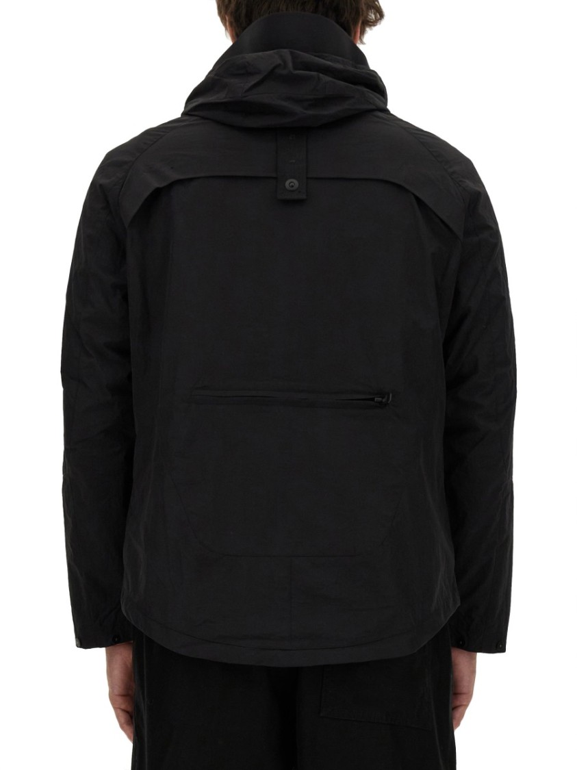 Jg1 Textured Nylon Hooded Jacket In Black