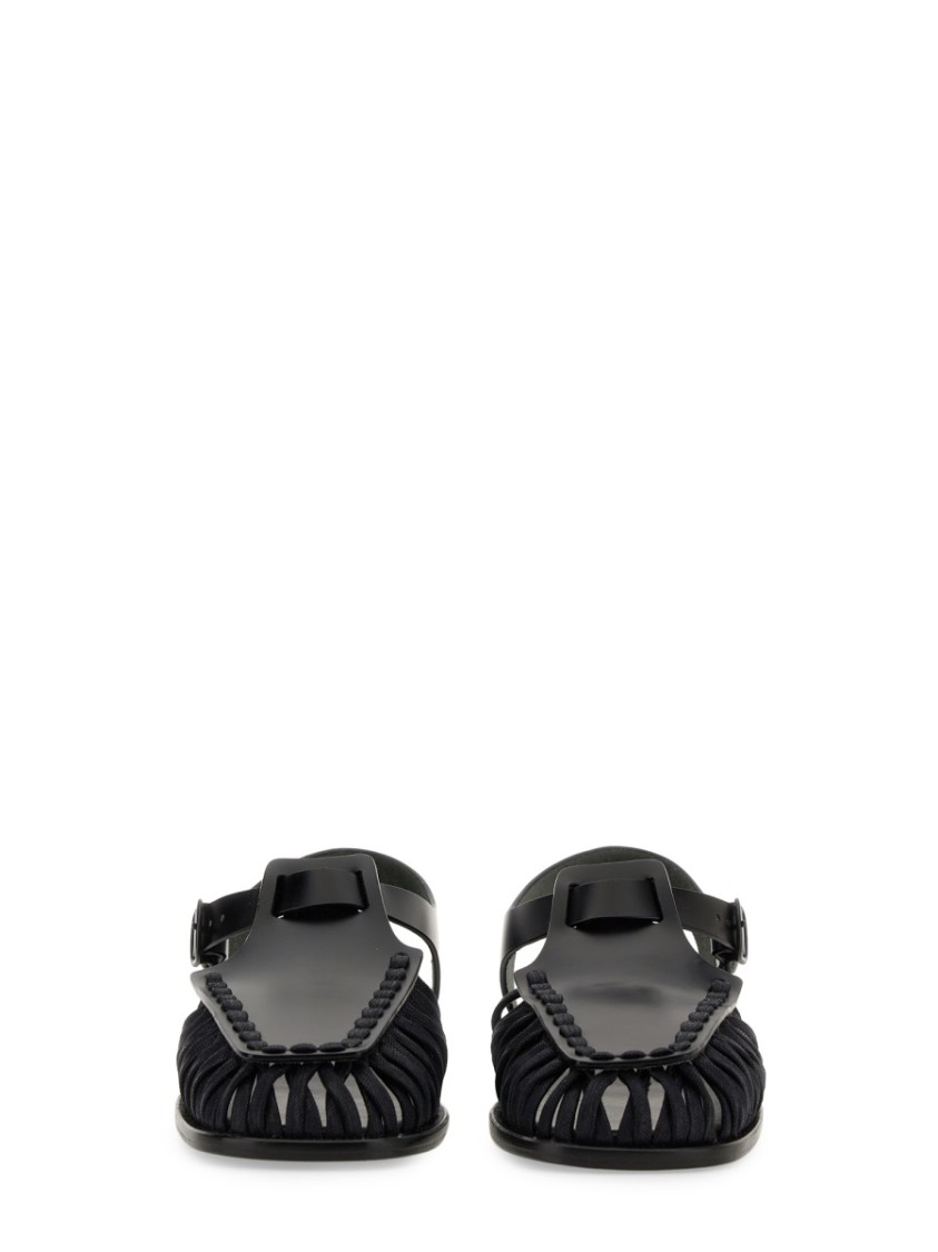 Hereu Smooth Grain Leather Cage Design Sandals