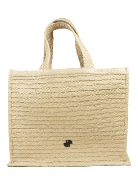 トートバッグ Patou Natural Raphia Shopper Bag With Logo Detail Patou Natural Raphia Shopper Bag With Logo Detail Tote Bag