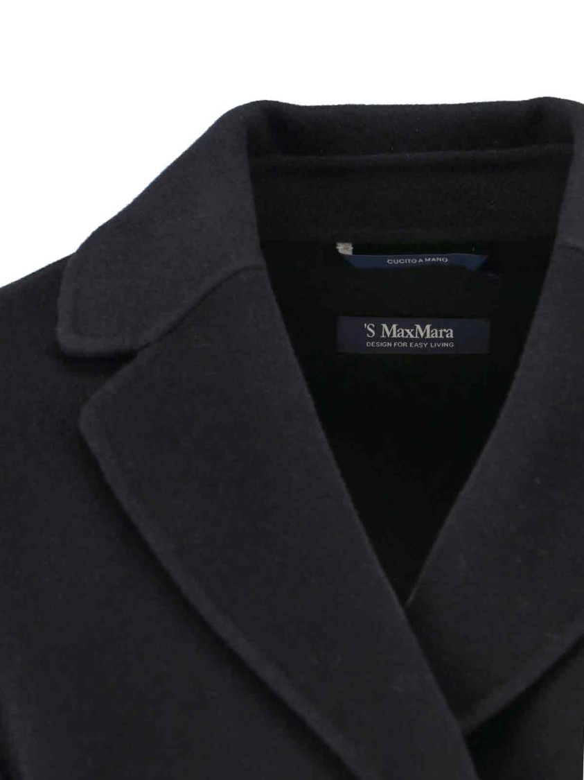 Max Mara Short Virgin Wool Coat With Classic Lapel In Black