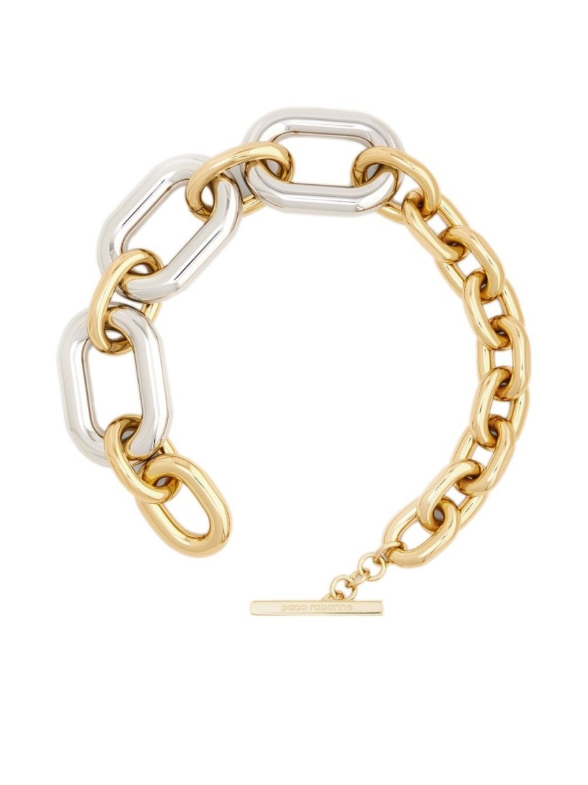 Rabanne Xxl Chain Necklace In Silver And Gold-tone Brass In Gold