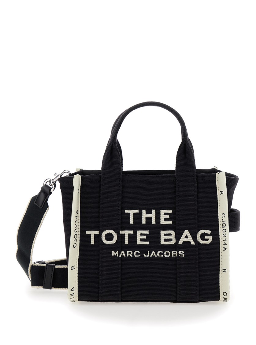 Shop Marc Jacobs Small Tote' Black Handbag With Jacquard Logo