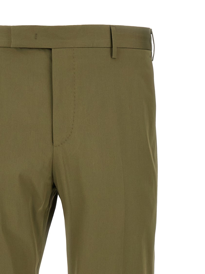 Pt Torino Khaki Stretch Cotton Blend Pant In Green