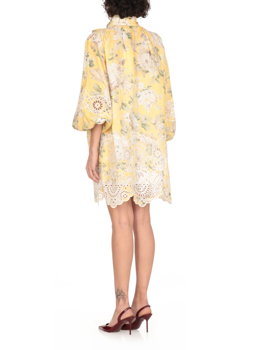 Shop Zimmermann Acacia Broderie Tie Dress In Neutrals