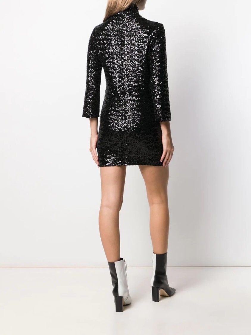 Fabiana Filippi Glitter-embellished Evening Dress With High Neckline In Black