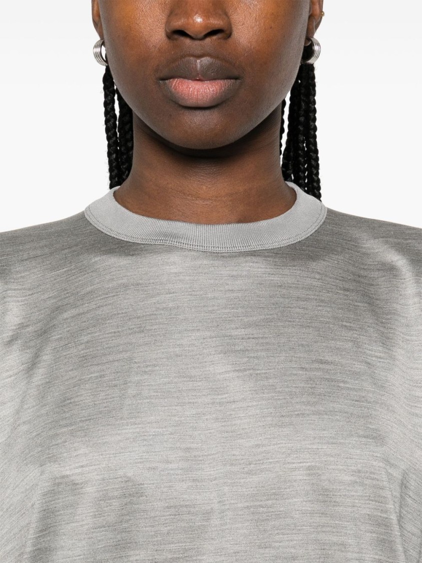 CARVEN CARVEN LIGHT GREY SILK OVERSIZED CREW NECK T-SHIRT