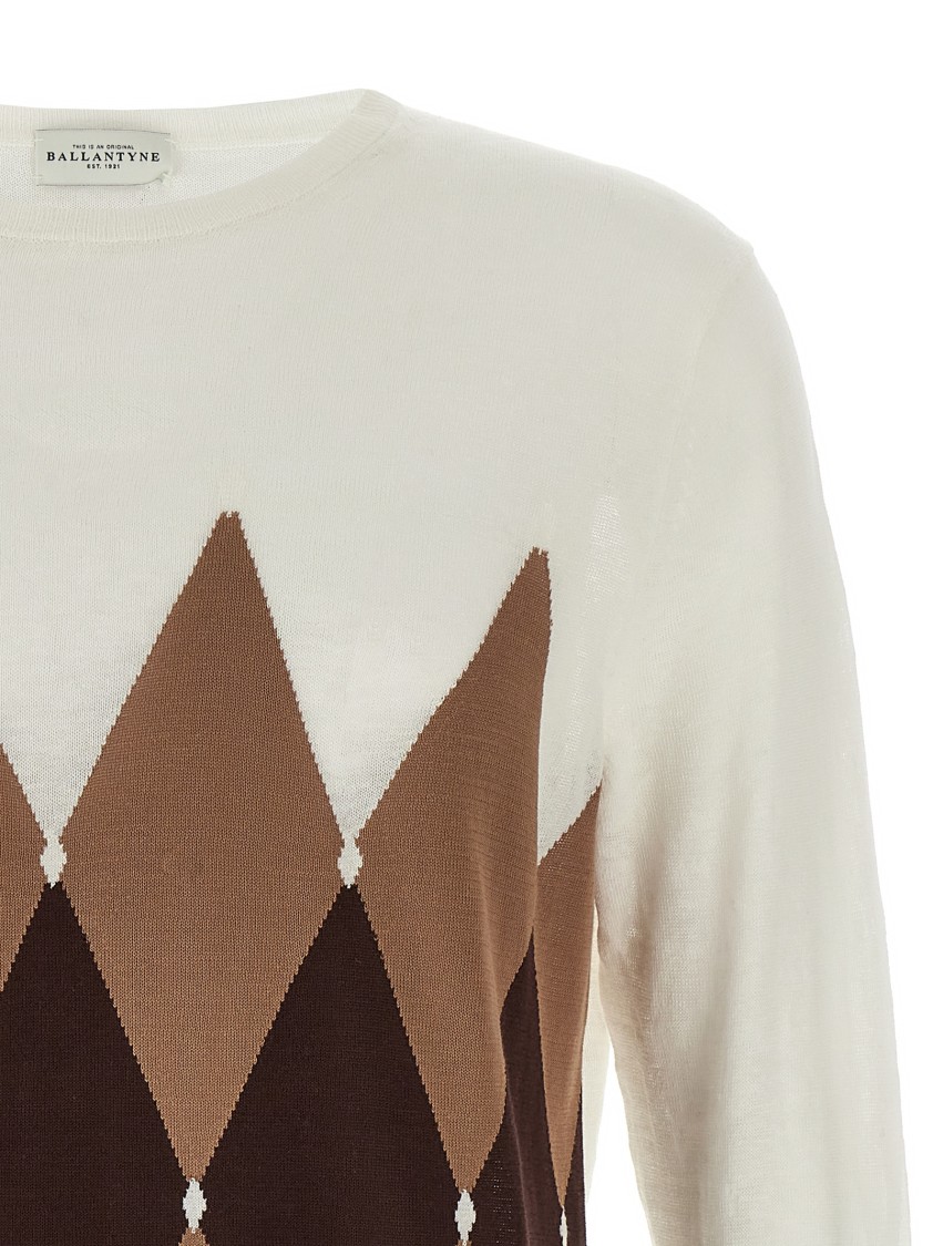 Ballantyne Argyle Sweaters And Cardigans In White