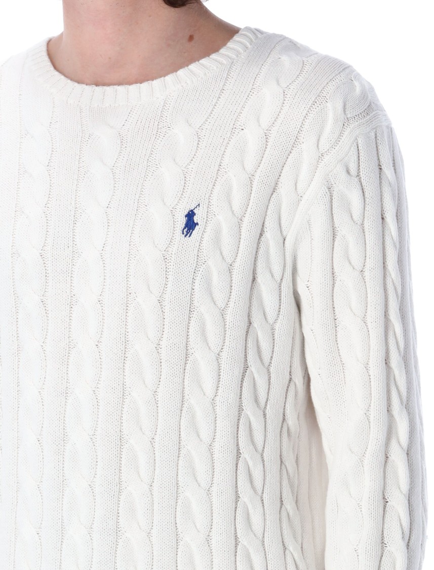 Shop Polo Ralph Lauren Textured White Cable Knit Sweater