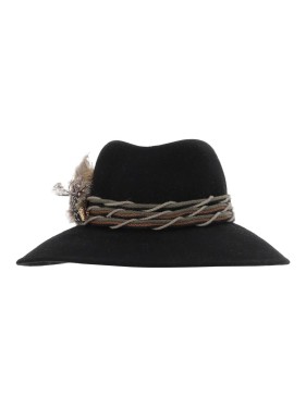 ハット Alexia Alvarez De Toledo Handcrafted Black Wool Hat With Alexia Alvarez De Toledo Wide Brim Wool Hat With Feather