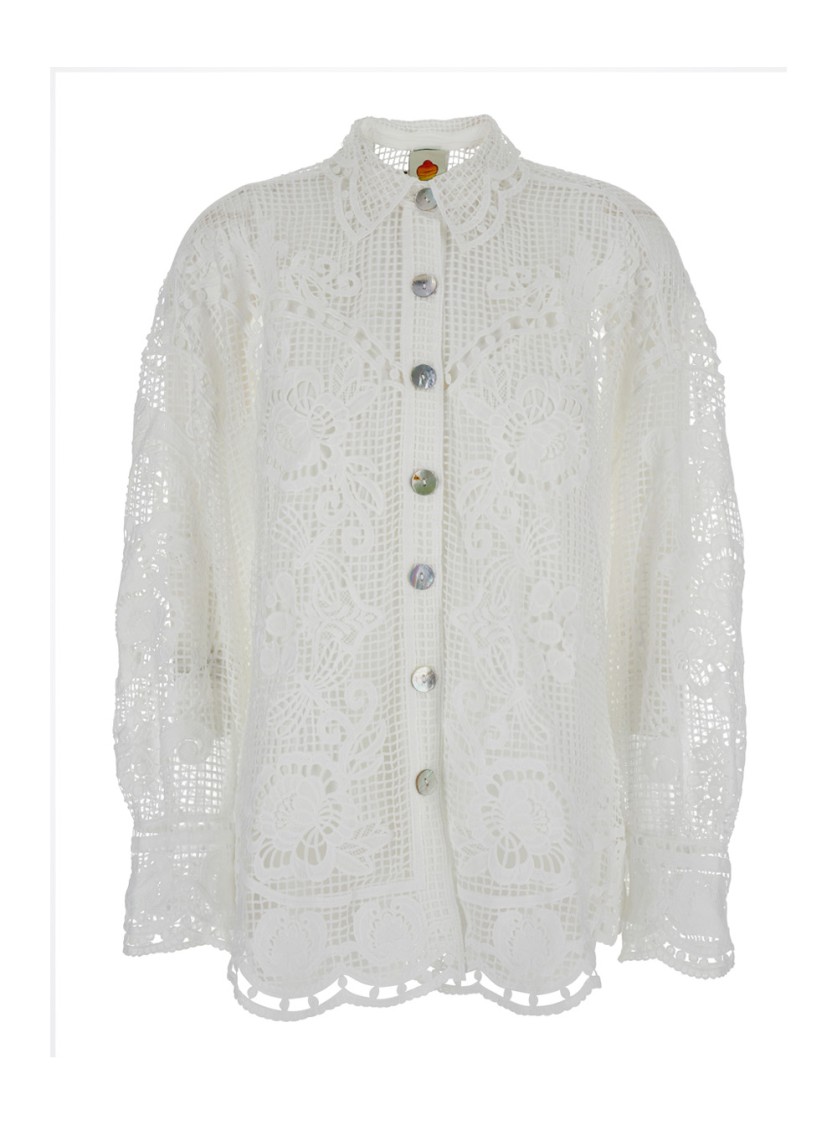 Shop Farm Rio Swan Lake Guipure Off-white Shirt