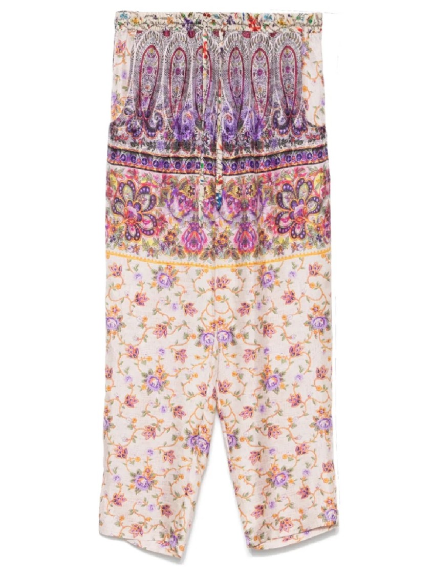 Pierrelouis Mascia Cropped Multi-patterned Aloe Trousers
