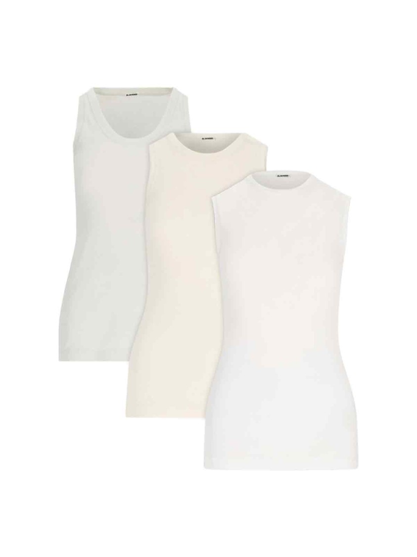 Jil Sander Tank Top Set Of 3 - White & Cream