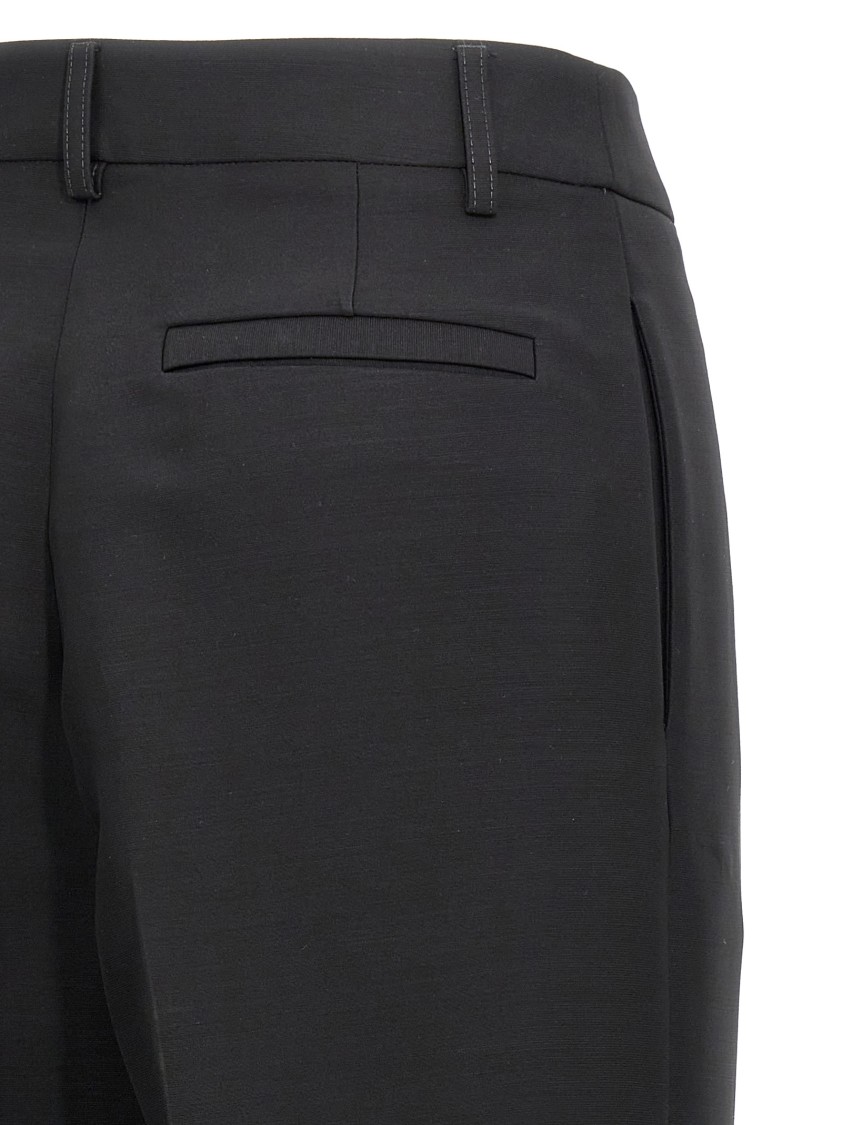 Ferragamo Stretched Pleated Trousers In Black