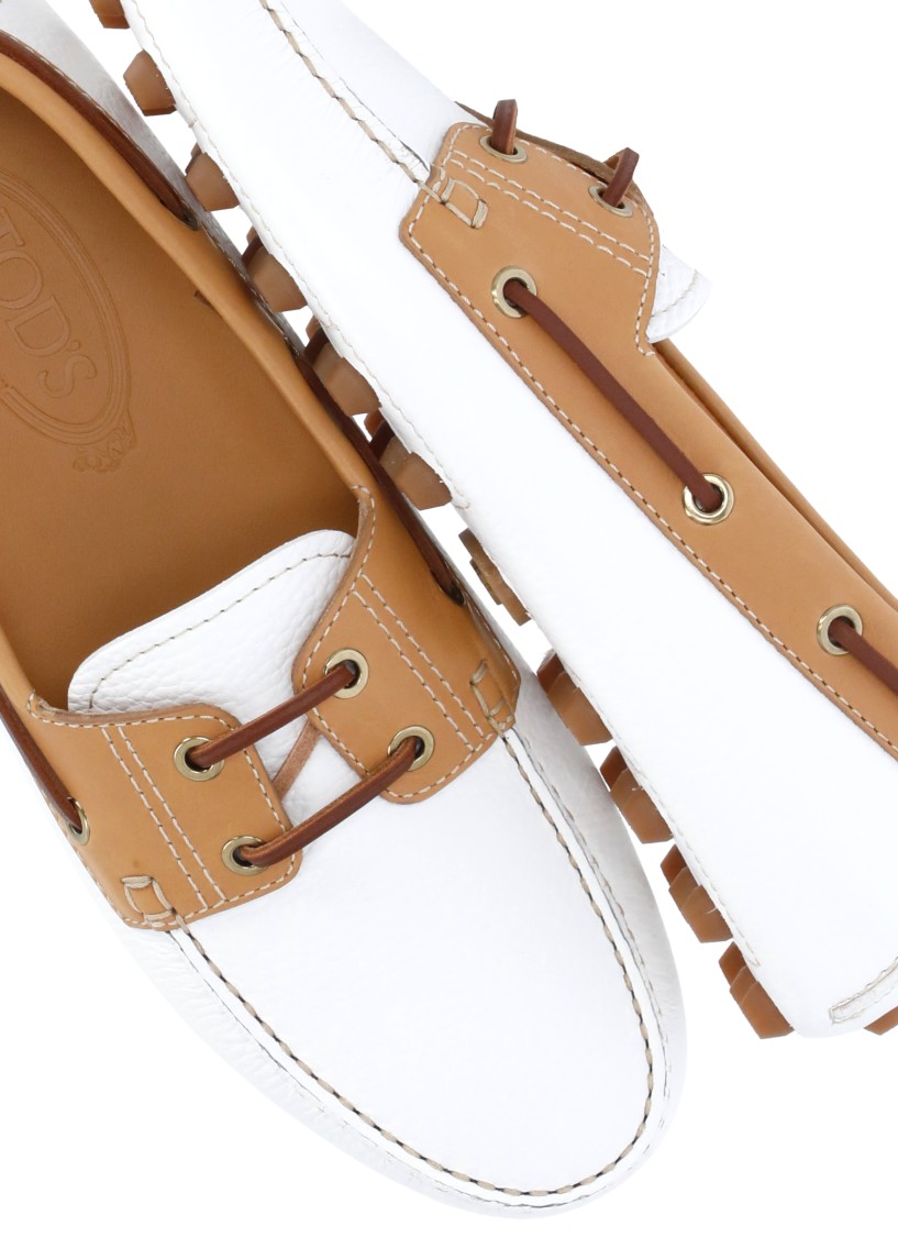 Shop Tod's White Leather Loafers