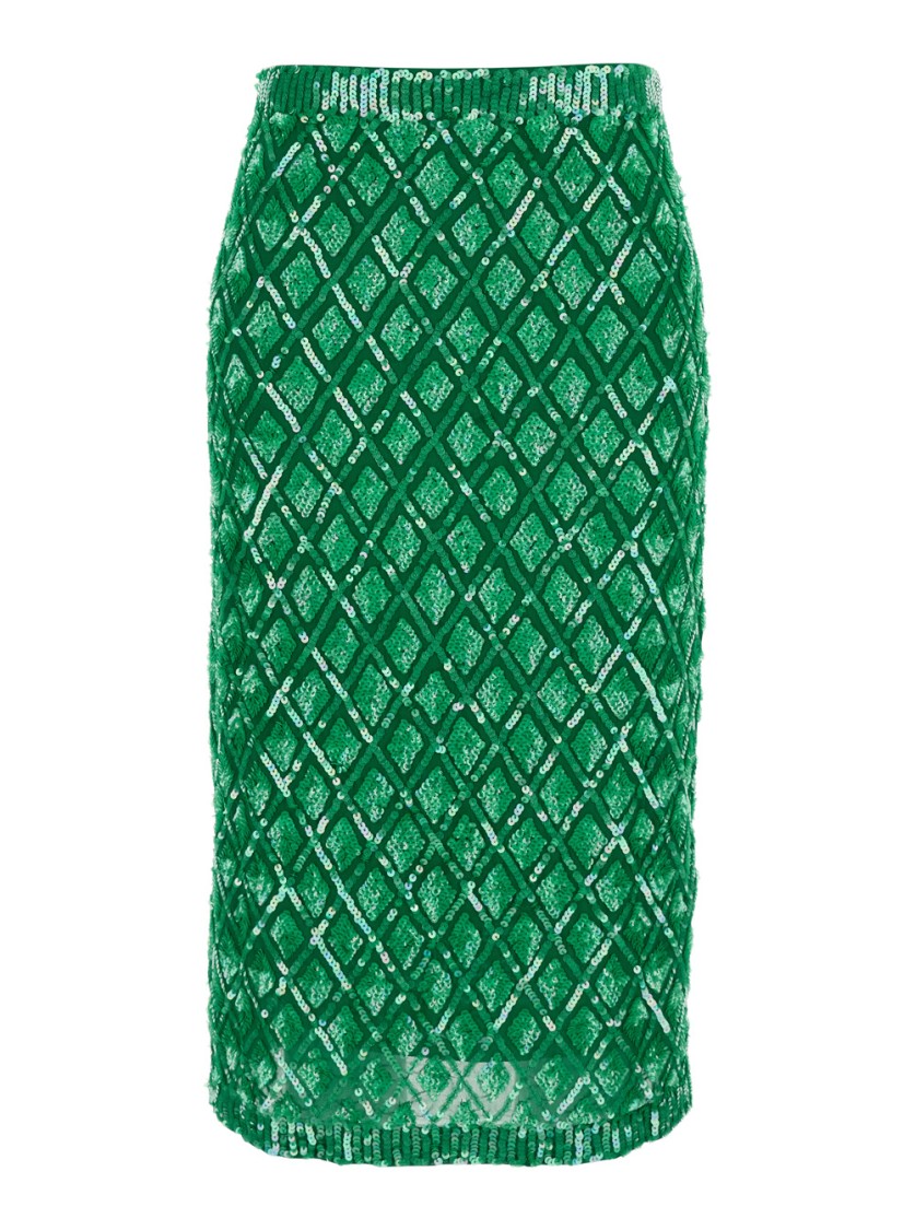 P.A.R.O.S.H P.A.R.O.S.H. FITTED SKIRT WITH DIAMOND PATTERN AND SEQUINED EMBELLISHMENT
