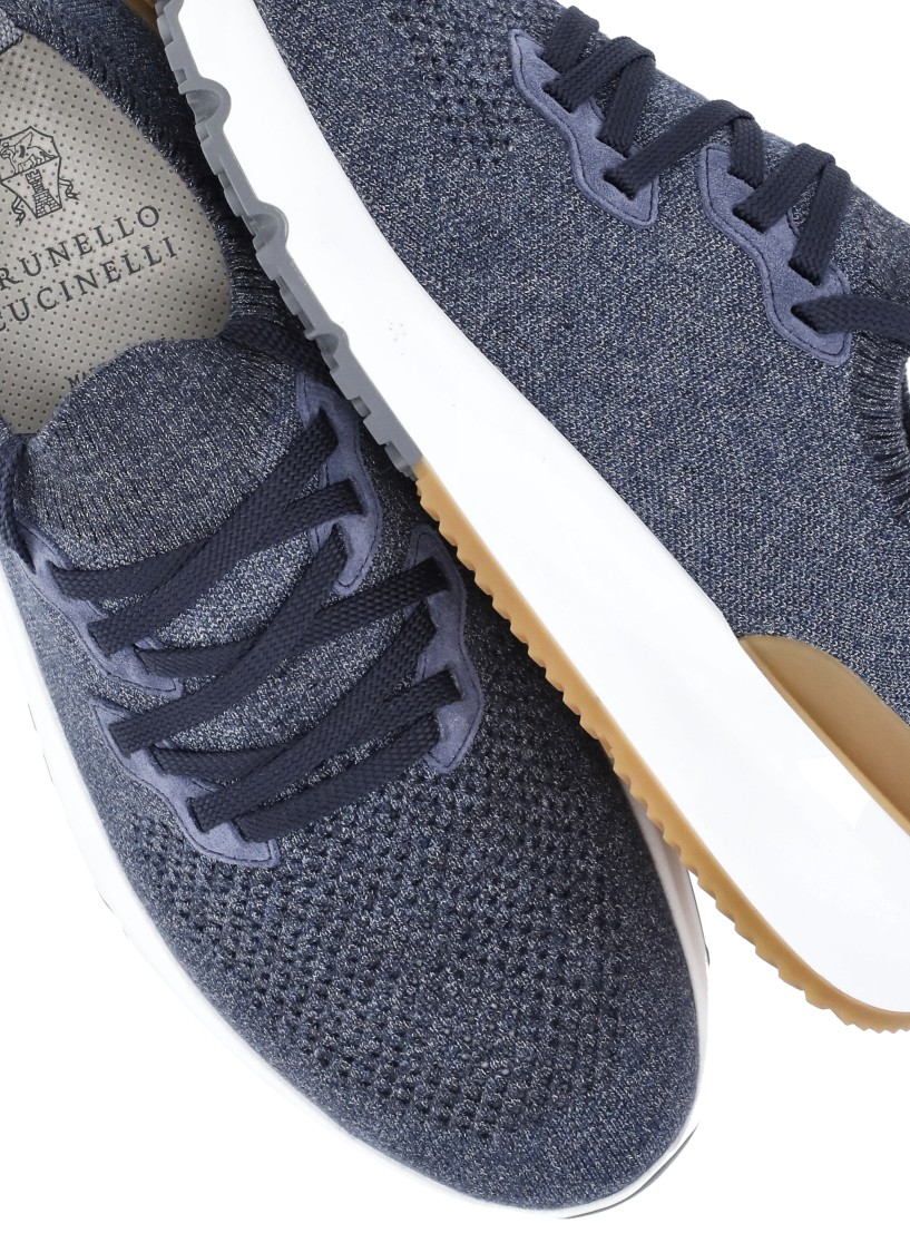 Brunello Cucinelli Knitted Runner Sneakers In Blue