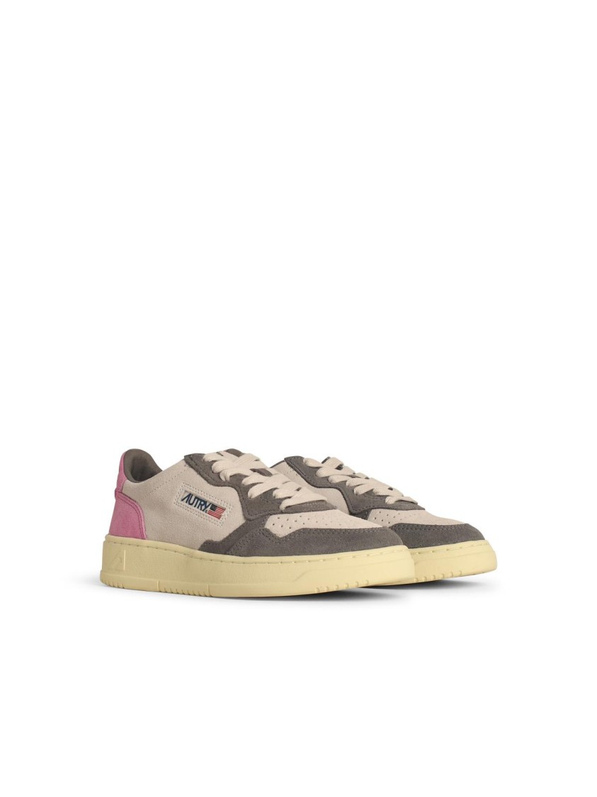 Autry Tricolor Suede Medalist Low Sneakers With Padded Collar In Multi