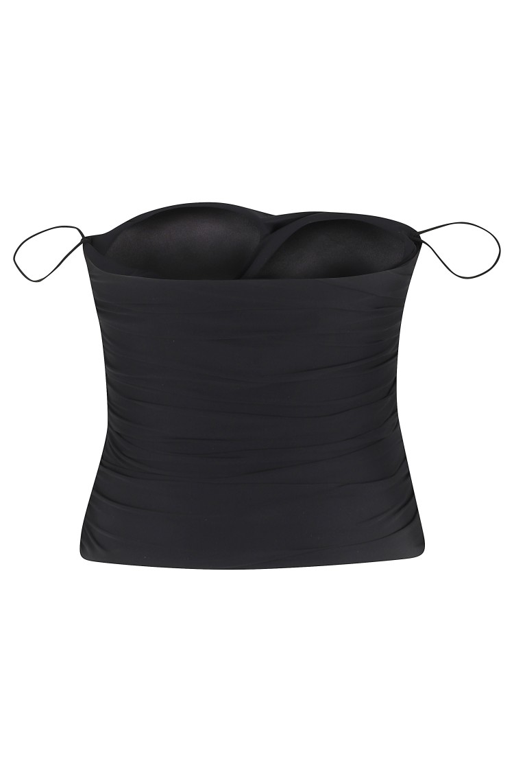 Amazuìn Amazuin Rosie Draped Black Bustier With Structured Cups In Black