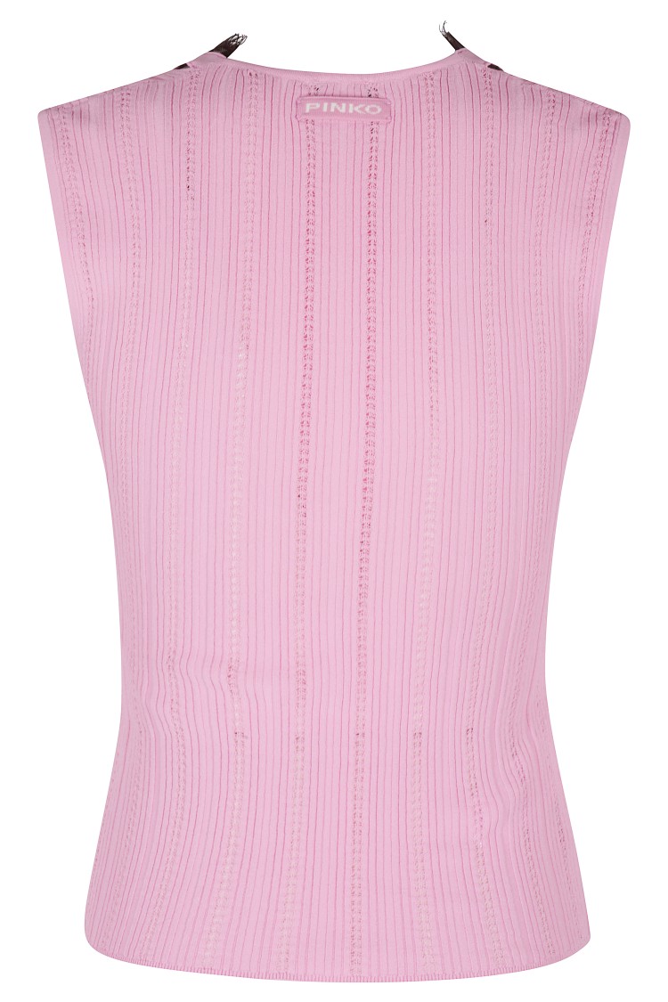 Shop Pinko Sleeveless Perforated Knit Top