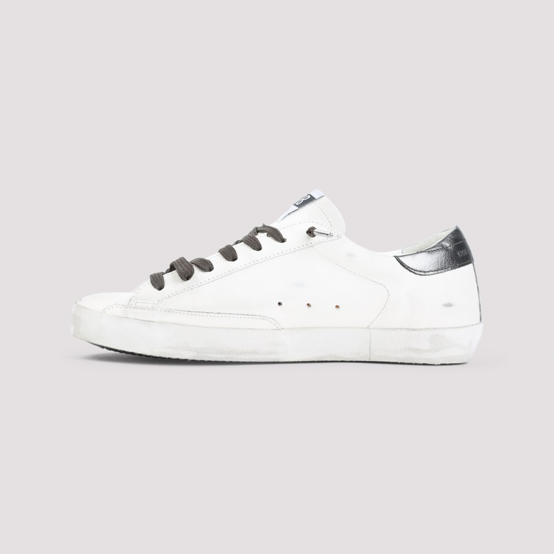 Golden Goose Men White Leather Super-star Sneakers In White