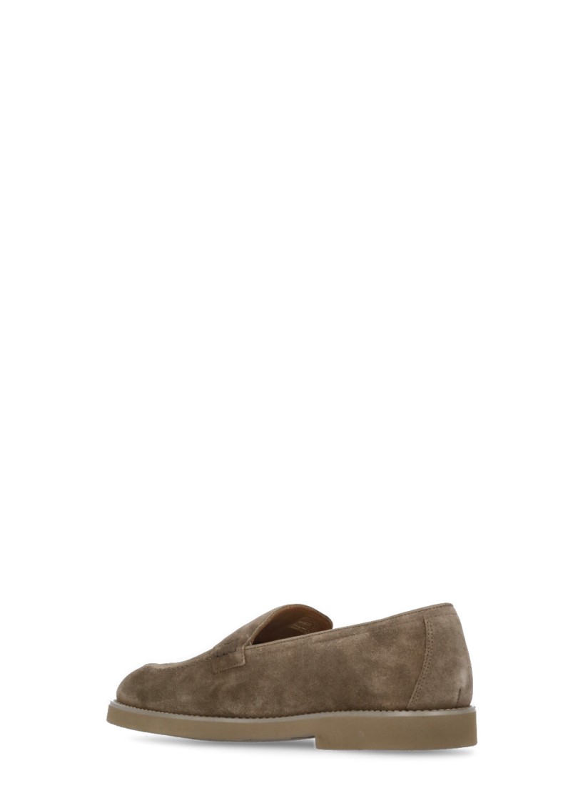 Doucal's Brown Suede Leather Loafers In Grey