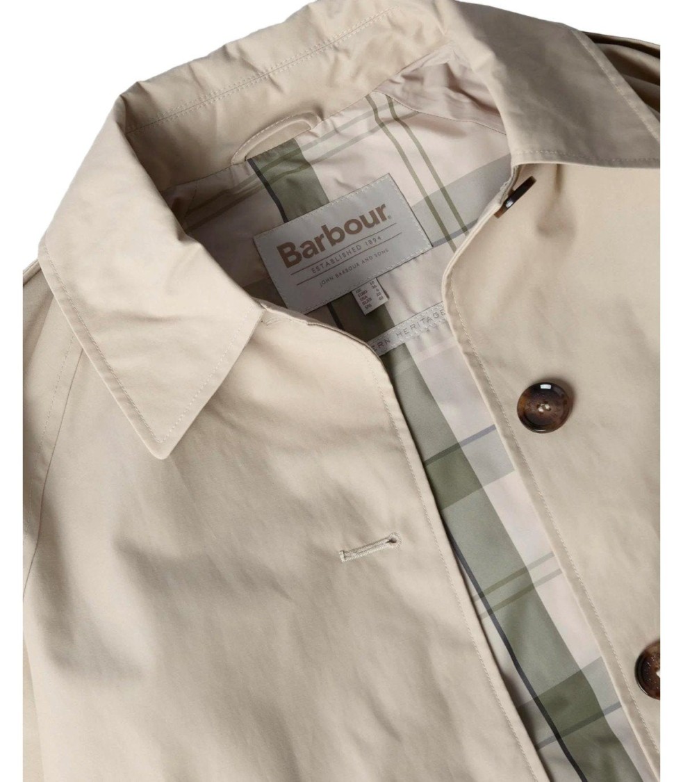 Barbour Maia Light Sand Trenchcoat In White