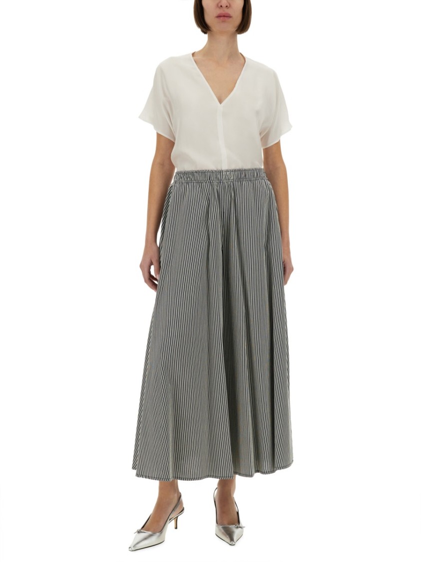 Alysi Flowing Striped Maxi Skirt In Black