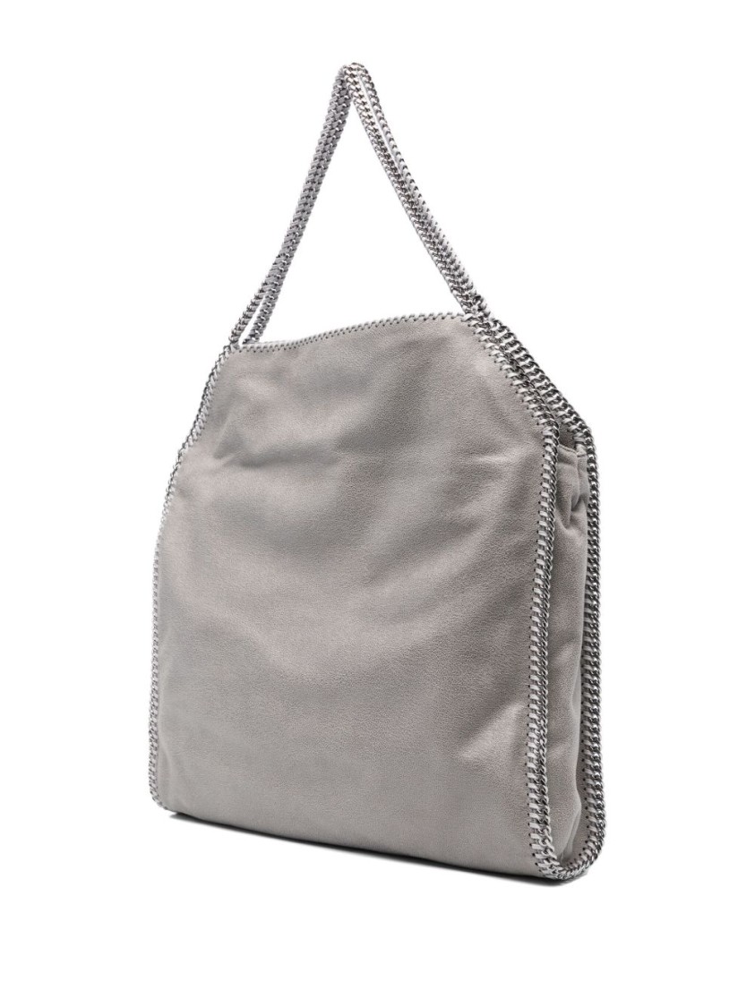 Stella Mccartney Textured Grey Handbag With Chain Detail In Grey
