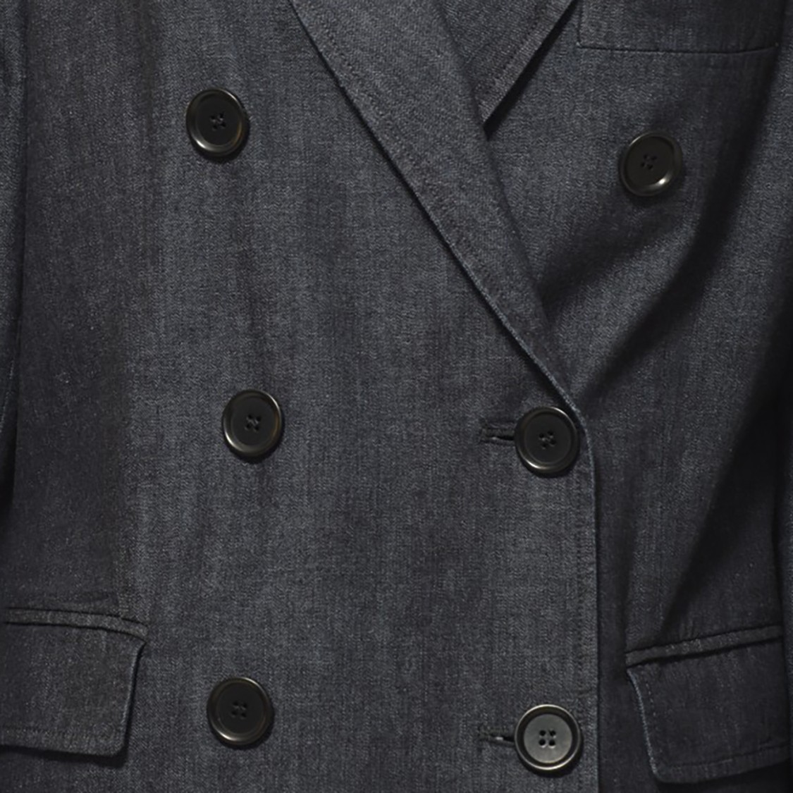 Aspesi Double-breasted Long Sleeved Denim Blazer In Blue