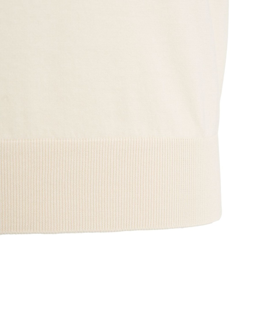 Shop Paolo Pecora Beige Crew Neck T-shirt With Ribbed Cuffs