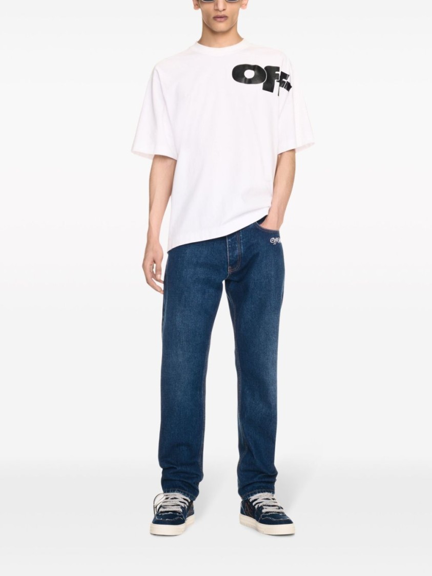 Shop Off-white Blue Jeans With Logo