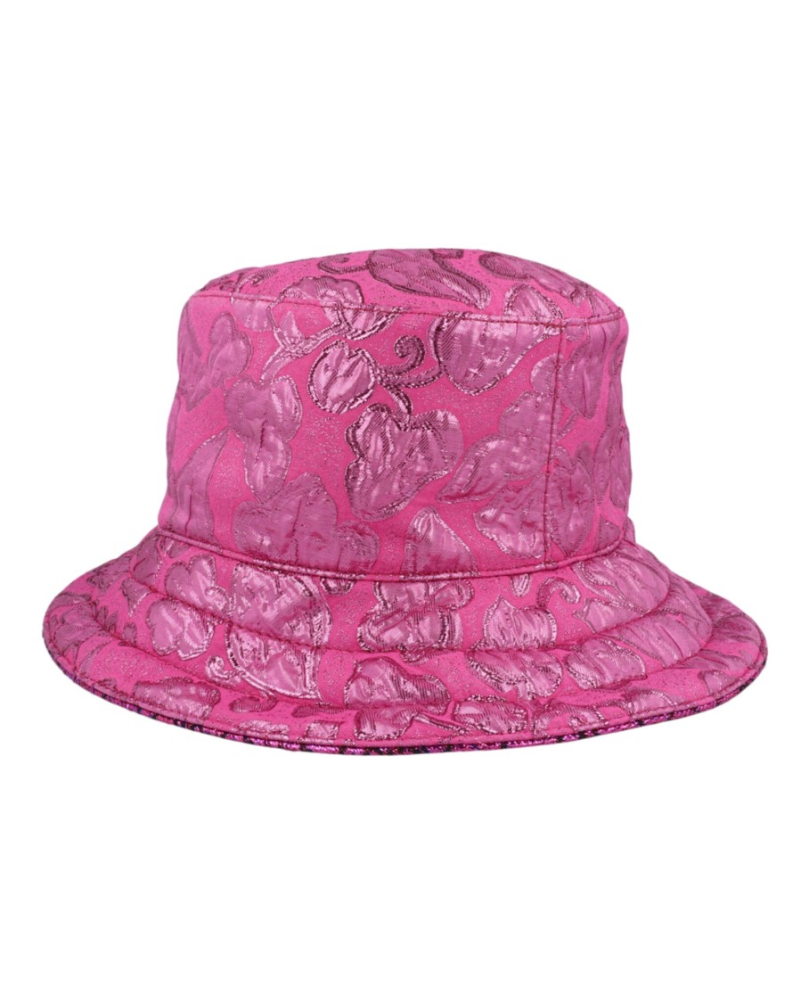 Gucci Metallic Jacquard Reversible Bucket Hat In Pink