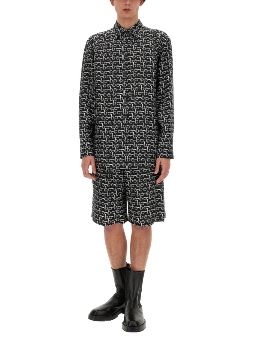 Shop Burberry All Over Print Bermuda Shorts In Grey