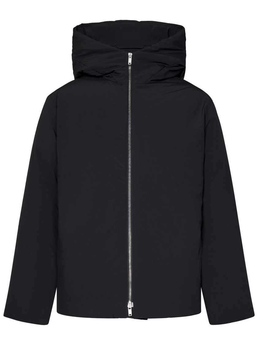Jil Sander Padded Hooded Jacket Adjustable Hem In Black