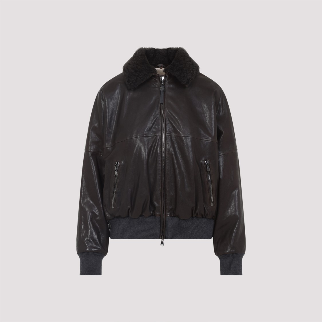 Brunello Cucinelli Leather Jacket In Black