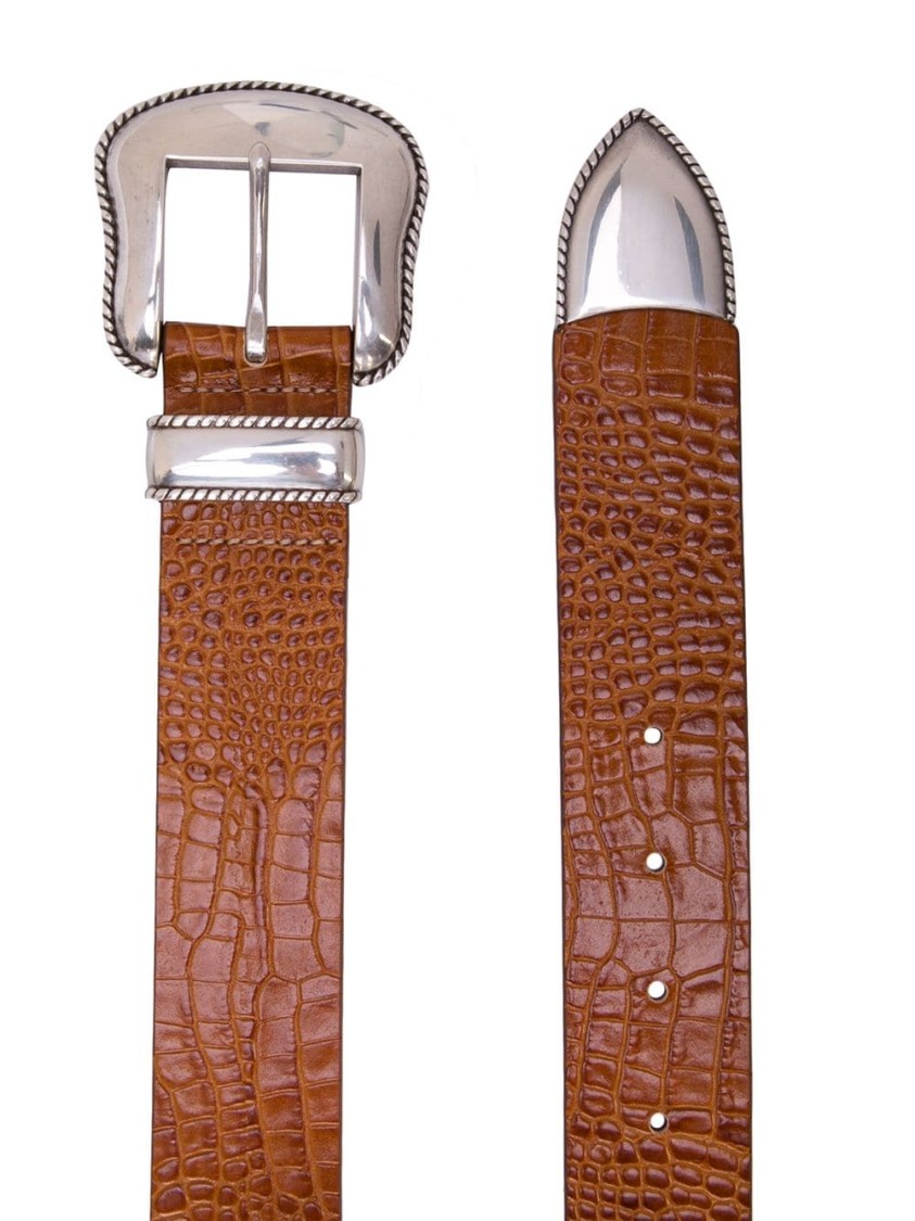 B-low The Belt Brown Croc-pattern Leather Belt