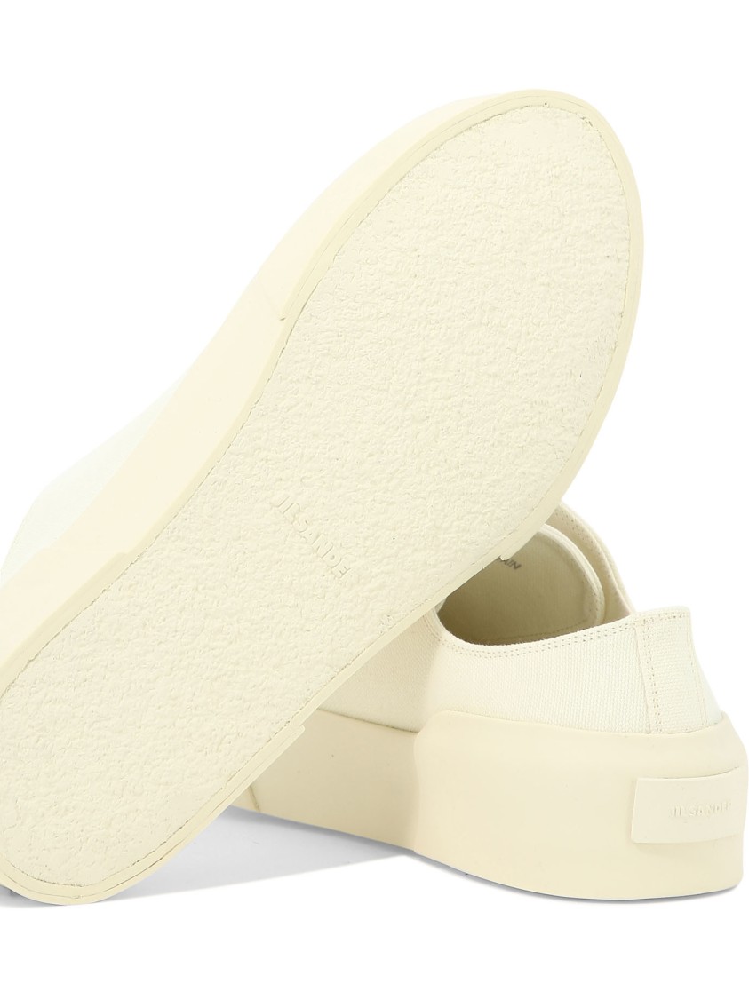 Jil Sander White Sneakers With Breathable Cotton Upper In Neutral